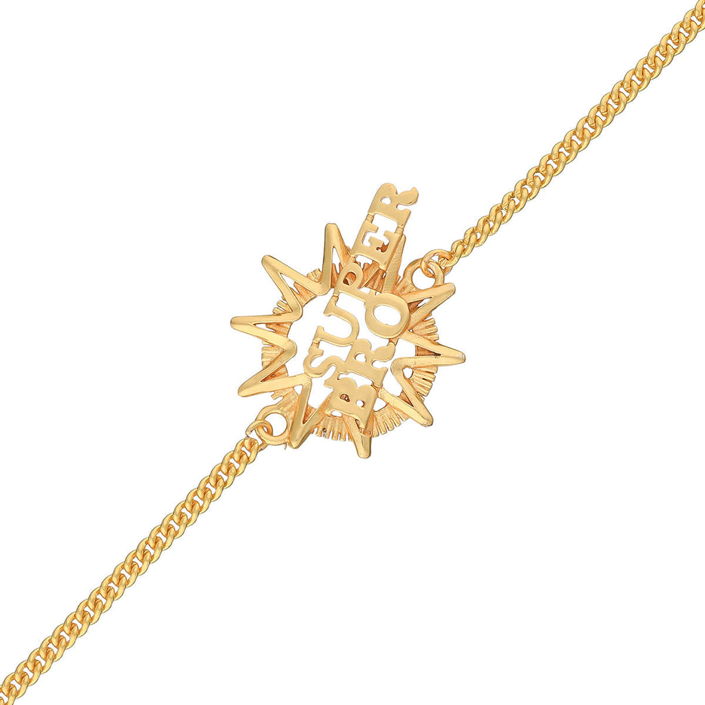 trueBrowns X Voylla Super Bro Fabulous Gold Tone Rakhi | Grocsy