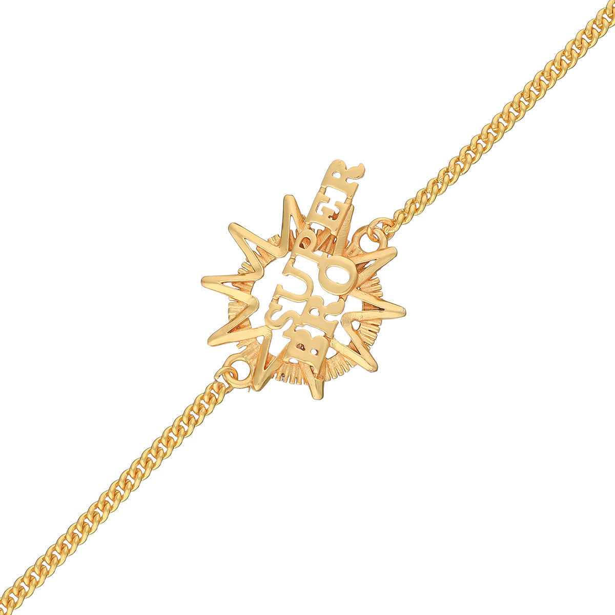 trueBrowns X Voylla Super Bro Fabulous Gold Tone Rakhi | Grocsy