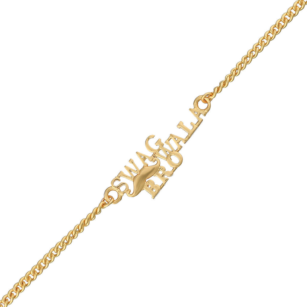 trueBrowns X Voylla Swag Wala Bro Gold Tone Bracelet Style Rakhi | Grocsy