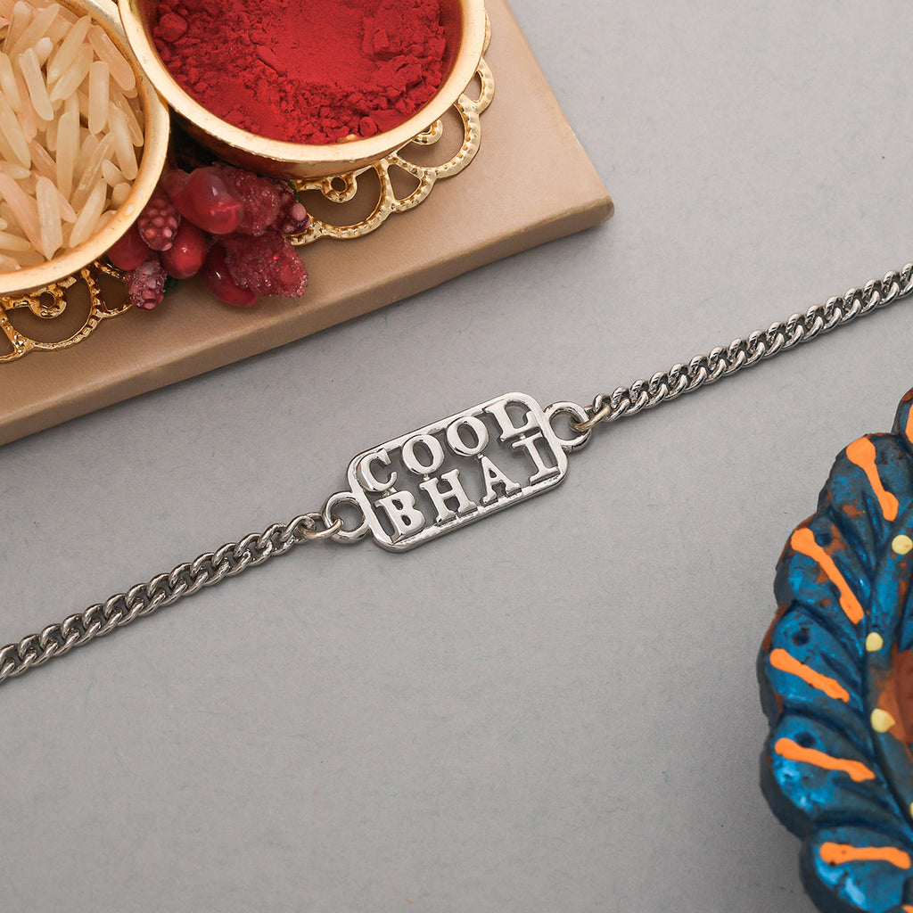 trueBrowns Silver Tone Cool Bhai Bracelet Style Rakhi | Grocsy