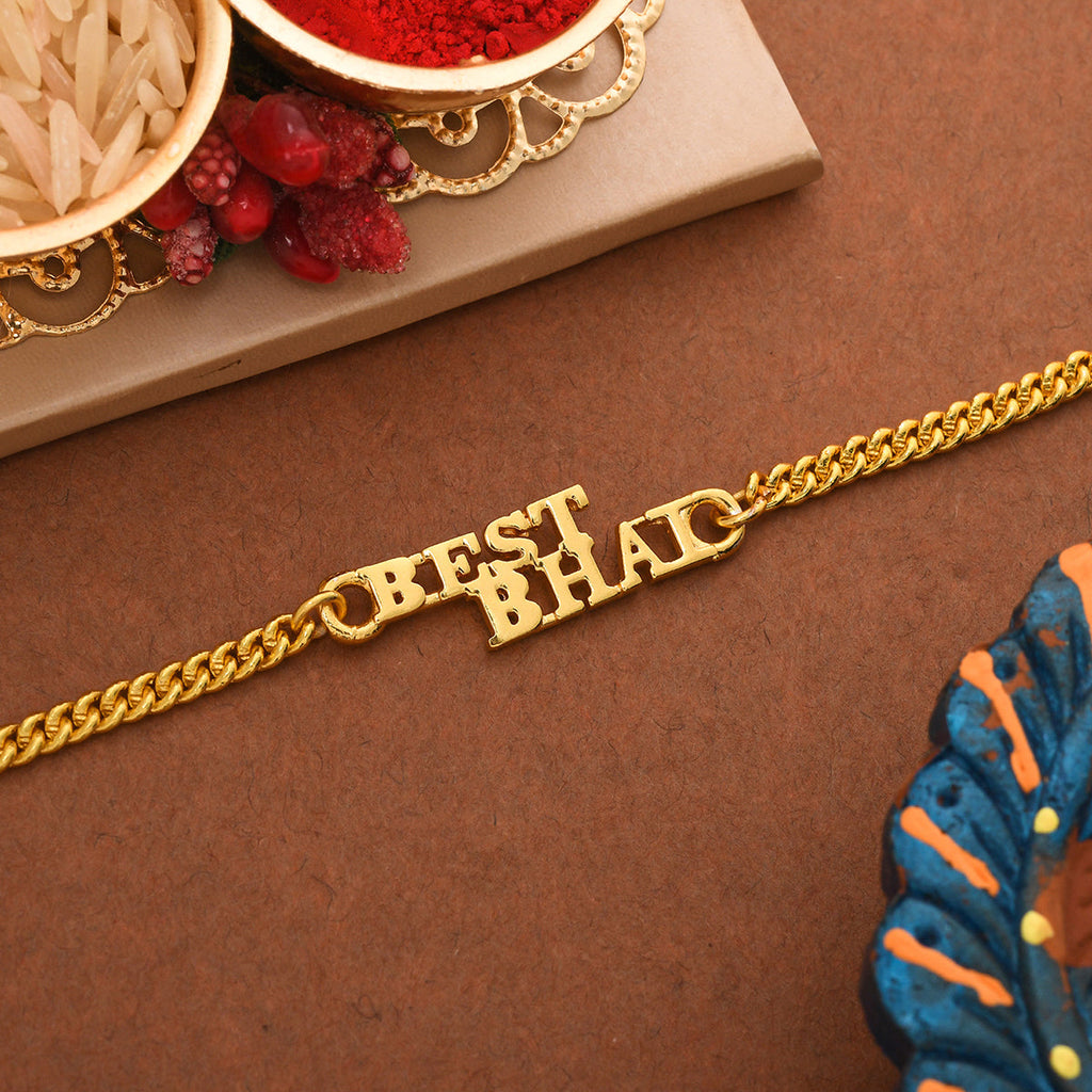 trueBrowns Best Bhai Gold Tone Bracelet Style Rakhi | Grocsy