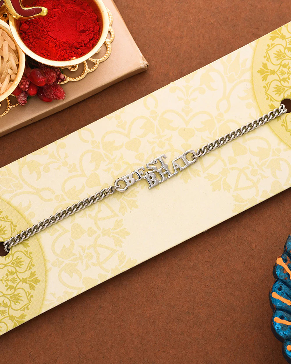 trueBrowns Silver Tone Best Bhai Bracelet Style Rakhi | Grocsy