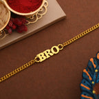 trueBrowns Gold Tone Fashionable BRO Rakhi | Grocsy