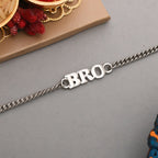 trueBrowns Silver Tone Fashionable BRO Bracelet Rakhi | Grocsy
