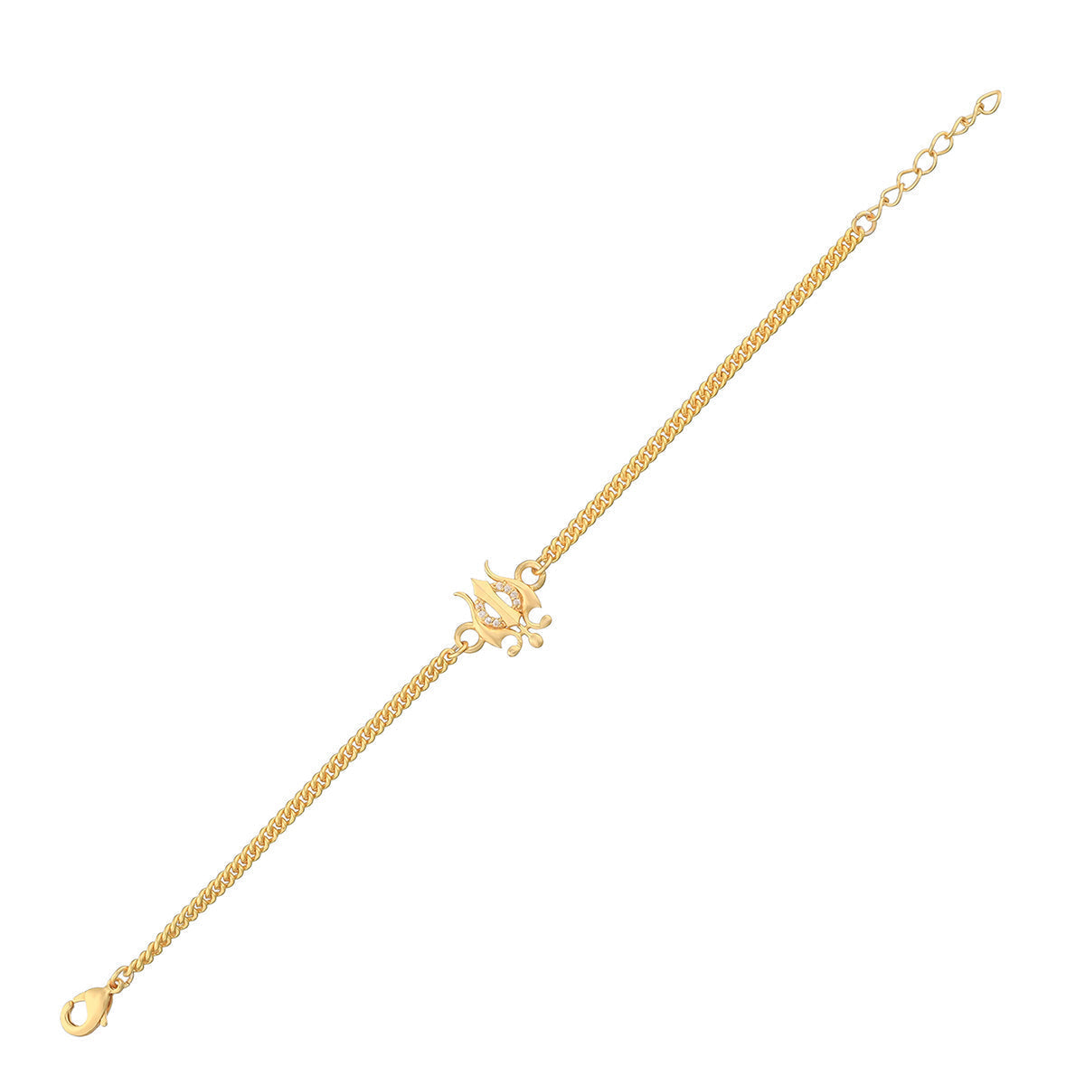 trueBrowns Yellow Gold-Polished Trishul Bracelet Rakhi | Grocsy