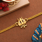 trueBrowns Yellow Gold-Polished Trishul Bracelet Rakhi | Grocsy