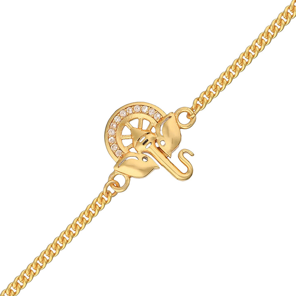 trueBrowns Gold Tone Ganesha Bracelet Style Rakhi | Grocsy