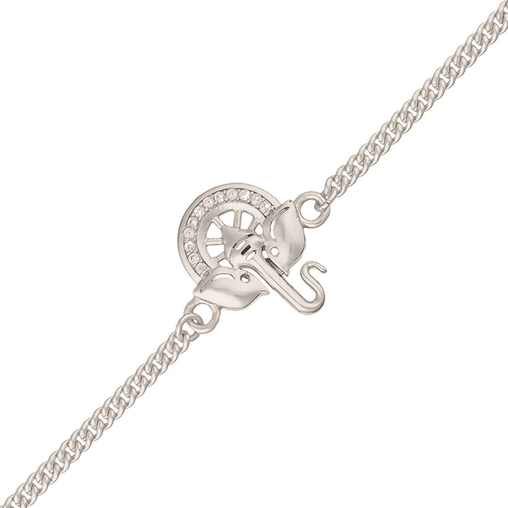 trueBrowns Silver Tone Ganesha Bracelet Rakhi | Grocsy