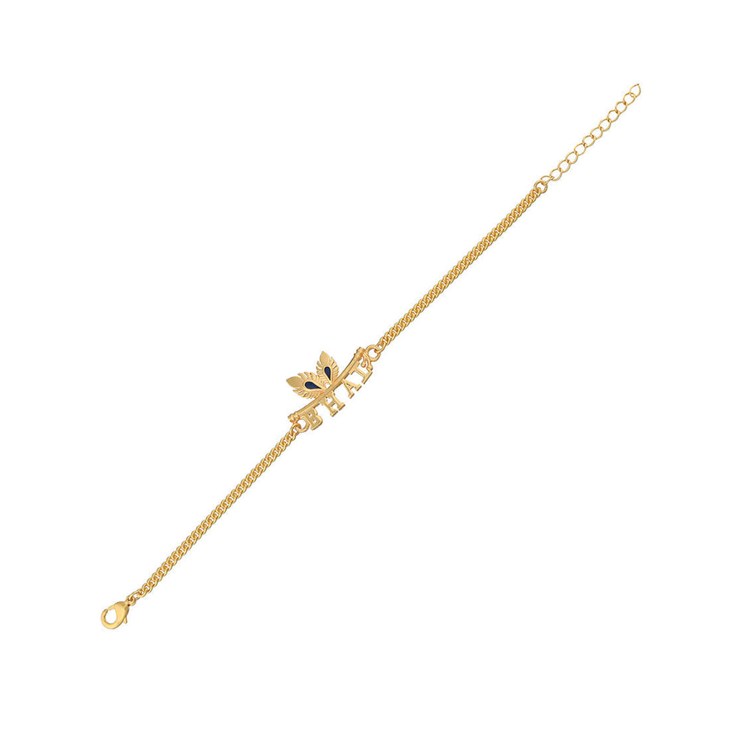 trueBrowns Peacock Feather Motif Gold Tone Bhai Rakhi | Grocsy