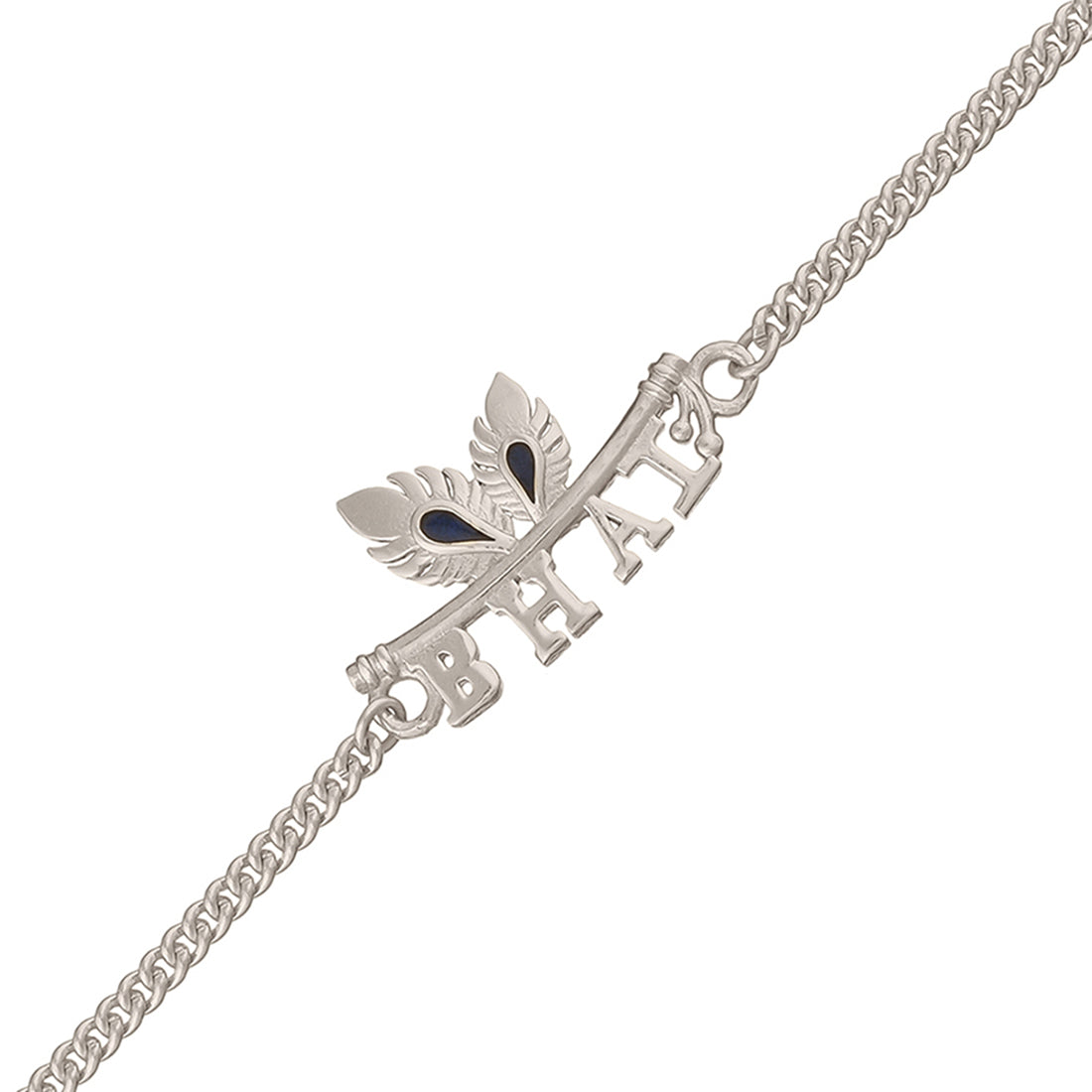 trueBrowns Peacock Feather Motif Silver Plated Bhai Bracelet Rakhi | Grocsy