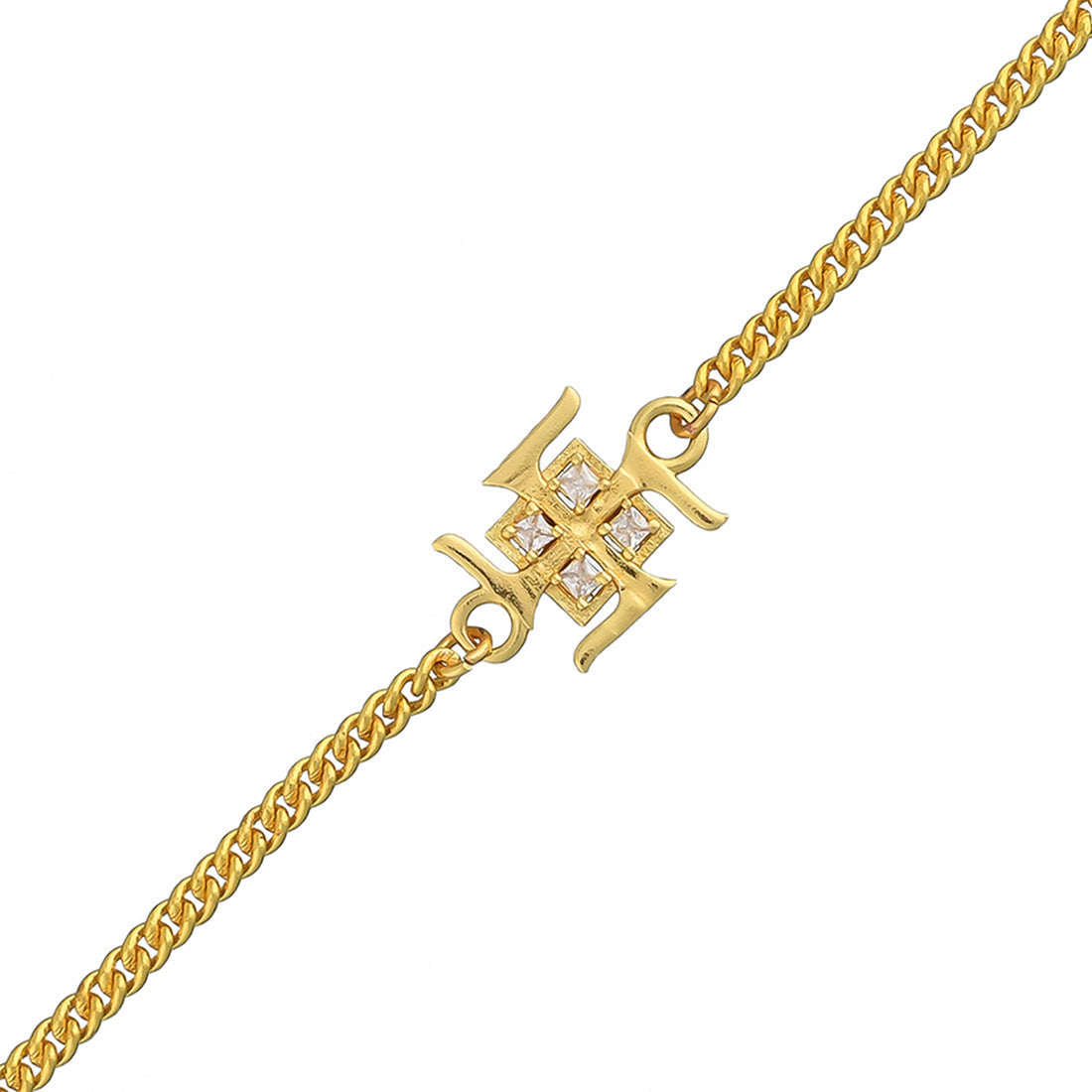 trueBrowns Auspicious Swastik Gold-Polished Bracelet Style Rakhi | Grocsy