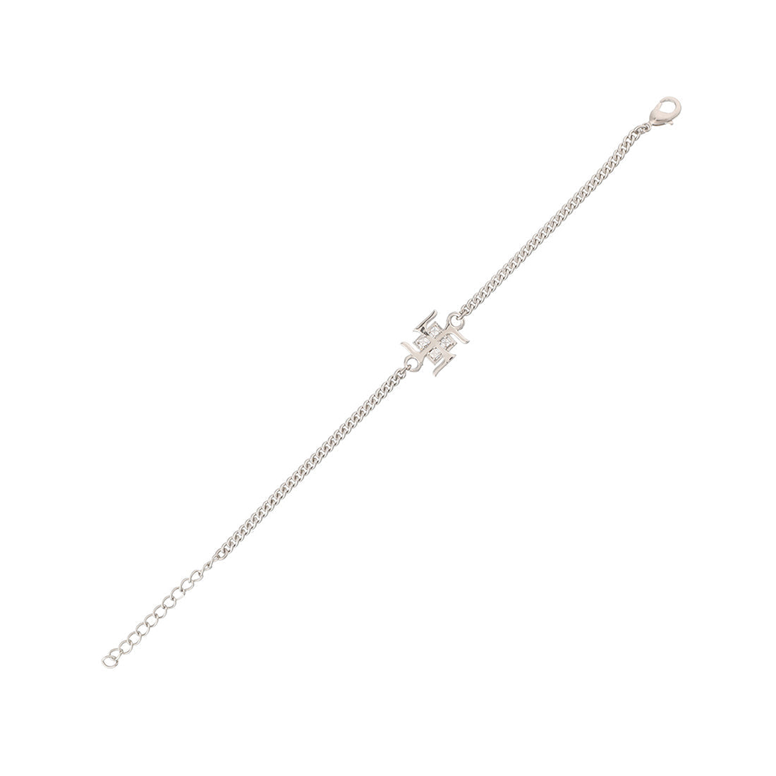 trueBrowns Auspicious Swastik Motif Silver Tone Bracelet Rakhi | Grocsy