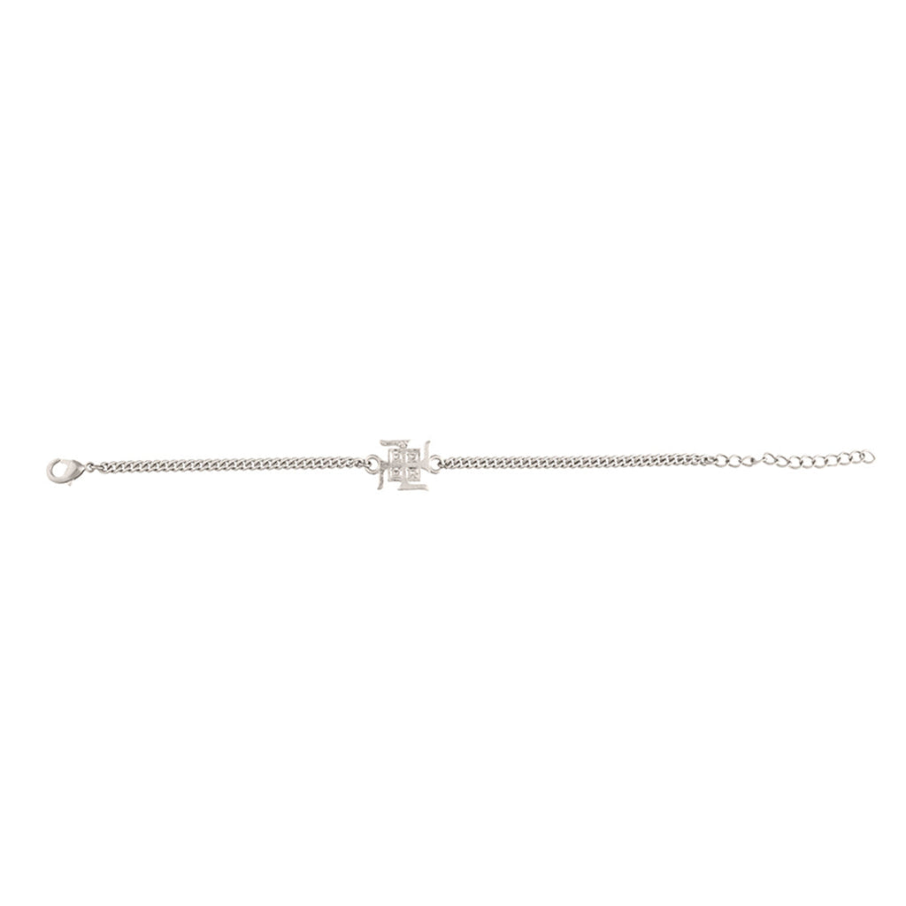 trueBrowns Auspicious Swastik Motif Silver Tone Bracelet Rakhi | Grocsy