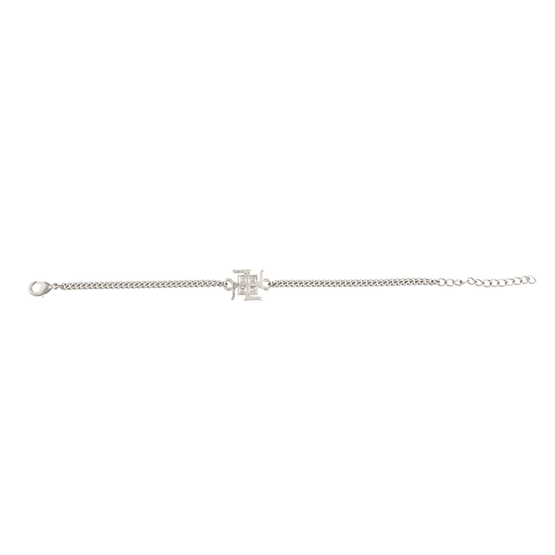 trueBrowns Auspicious Swastik Motif Silver Tone Bracelet Rakhi | Grocsy