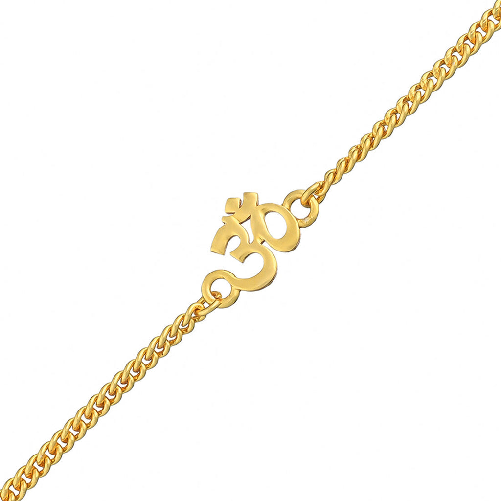trueBrowns Auspicious Gold Tone Brass Om Bracelet Style Rakhi | Grocsy