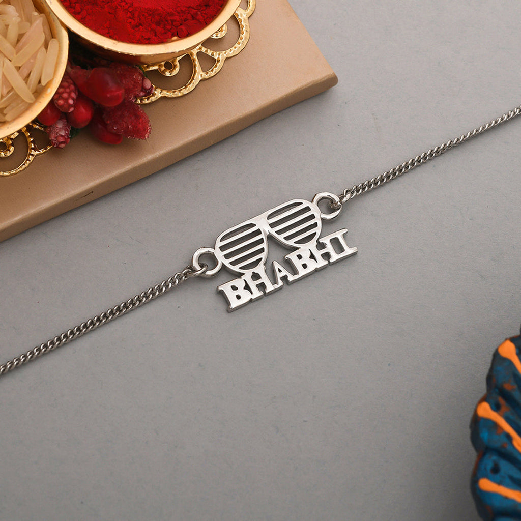 trueBrowns Stylish Silver Tone Bracelet Style Bhabhi Rakhi | Grocsy
