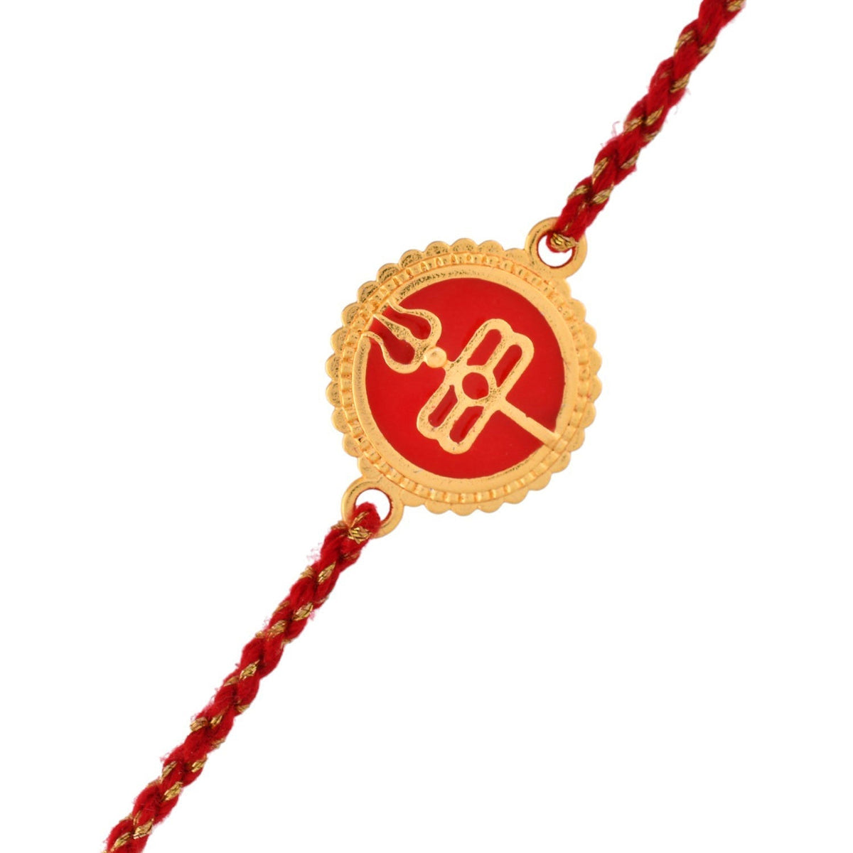 trueBrowns X Voylla Red Enamel And Gold Rudra-Tilaka Rakhi For Brother | Grocsy