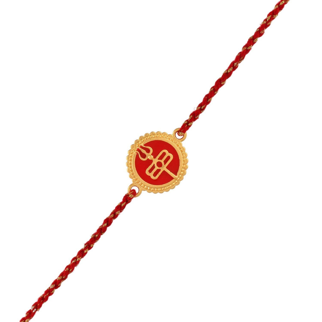 trueBrowns X Voylla Red Enamel And Gold Rudra-Tilaka Rakhi For Brother | Grocsy