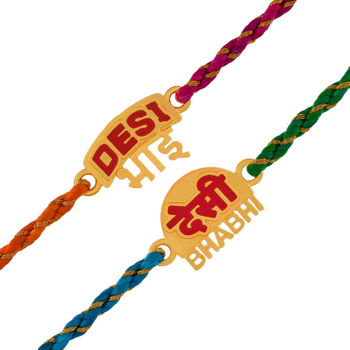 trueBrowns X Voylla Desi Bhai-Bhabhi Multi Color Thread Lumba Rakhi Combo For Bhaiya Bhabhi | Grocsy