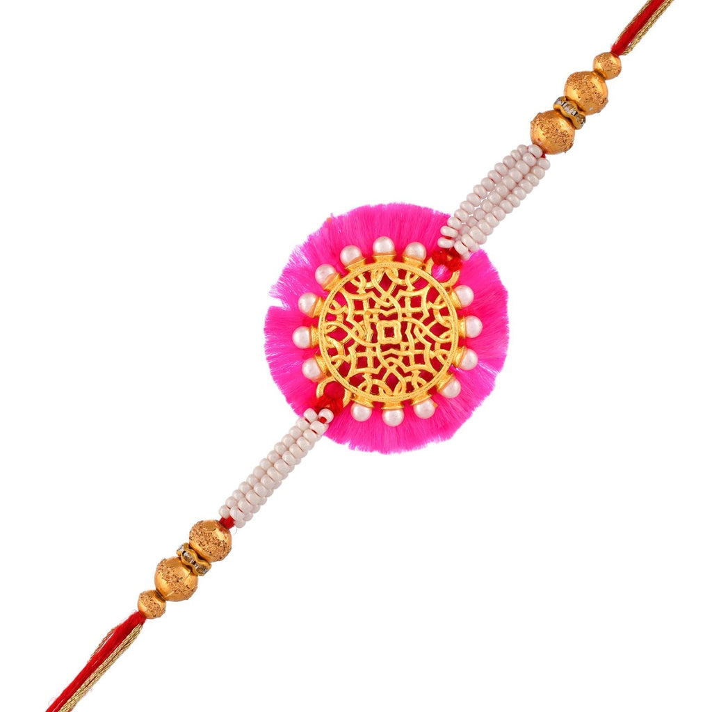 trueBrowns X Voylla Pearl And Gold Filigree Rakhi For Brother | Grocsy