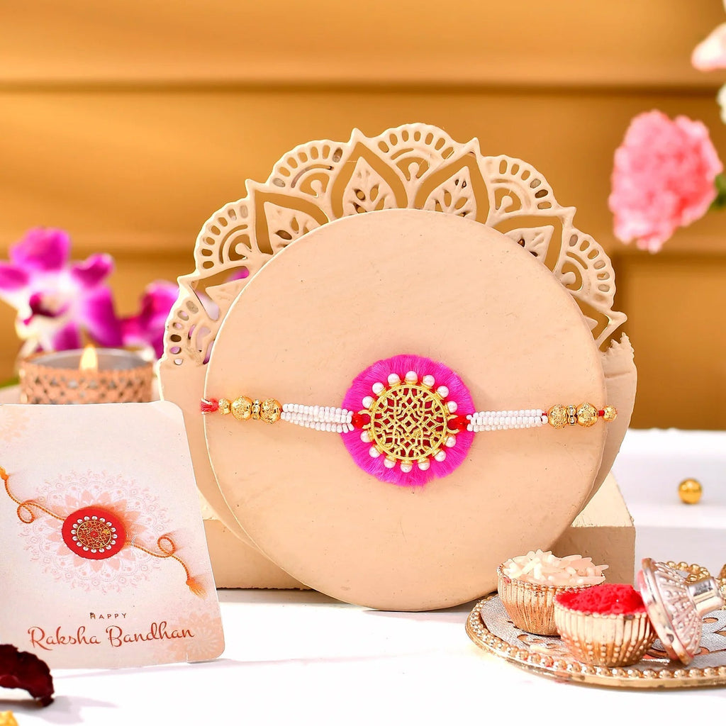 trueBrowns X Voylla Pearl And Gold Filigree Rakhi For Brother | Grocsy