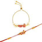 trueBrowns X Voylla Red Enamel Bhai-Bhabhi Lumba Rakhi Combo For Bhaiya Bhabhi | Grocsy