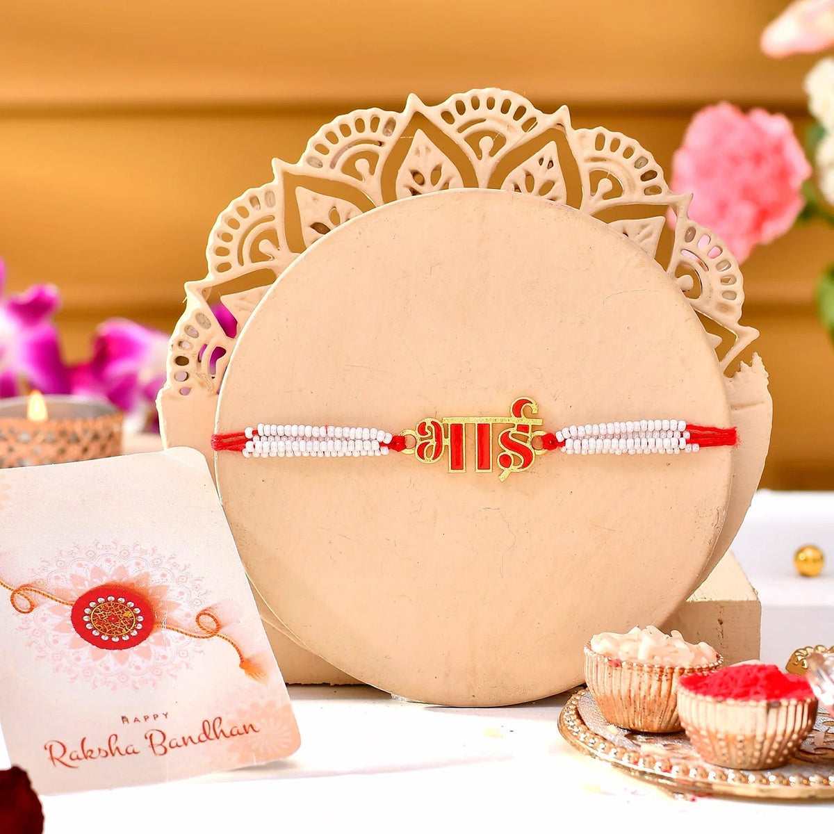 trueBrowns X Voylla Red Enamel Bhai Rakhi For Brother | Grocsy