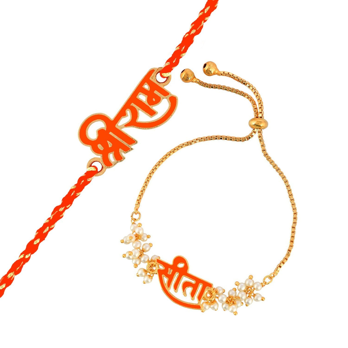 trueBrowns X Voylla Sita-Ram Vermilion Enamel Lumba Rakhi Combo For Bhaiya Bhabhi | Grocsy