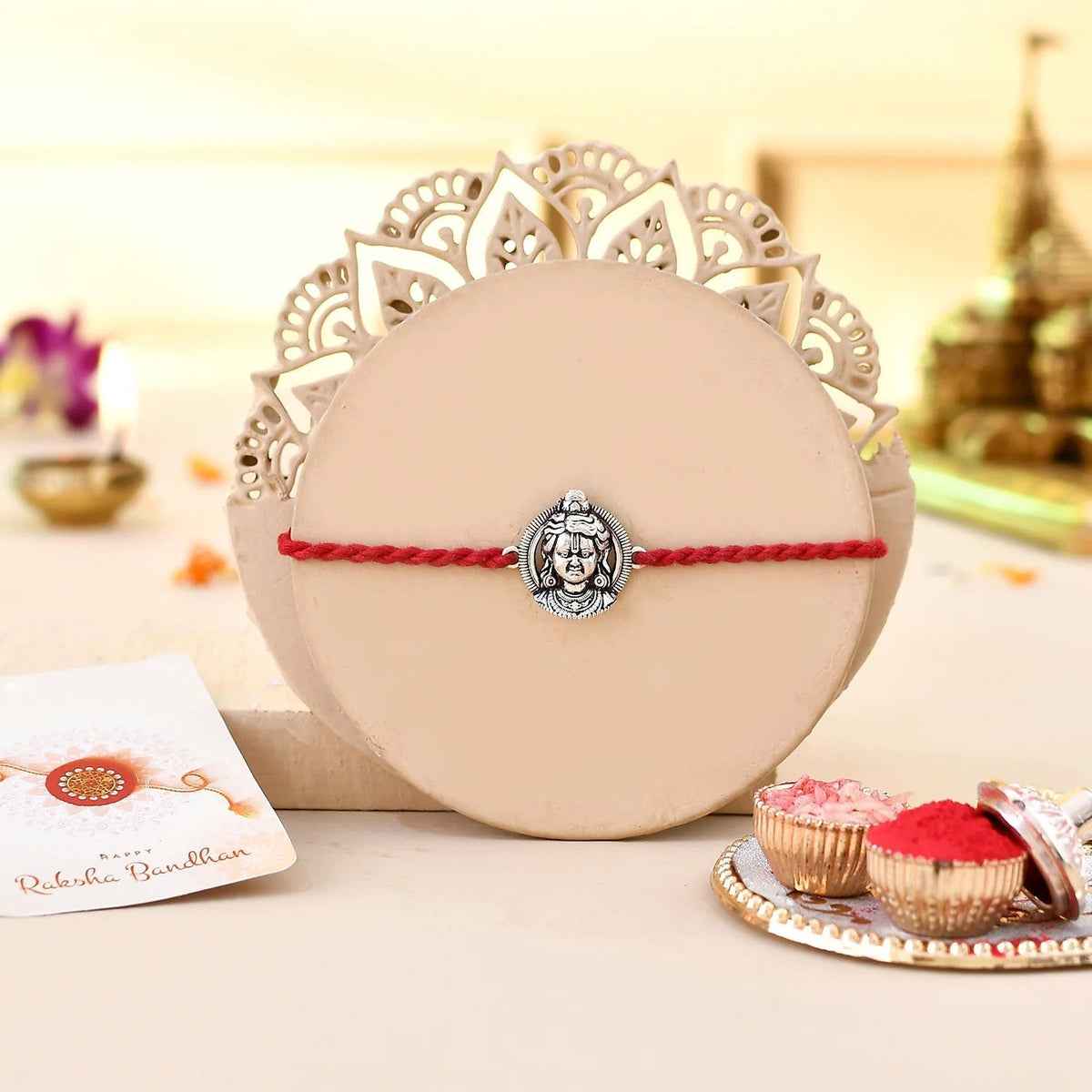 trueBrowns X Voylla Ram Lalla Silver Oxidised Rakhi For Brother | Grocsy