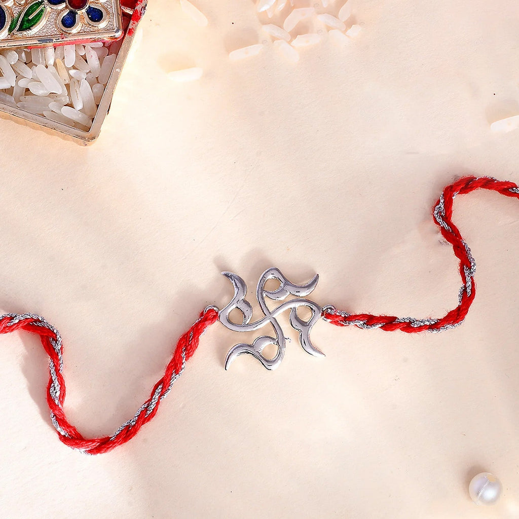 trueBrowns X Voylla Sterling Silver Stylized Swastik Rakhi | Grocsy