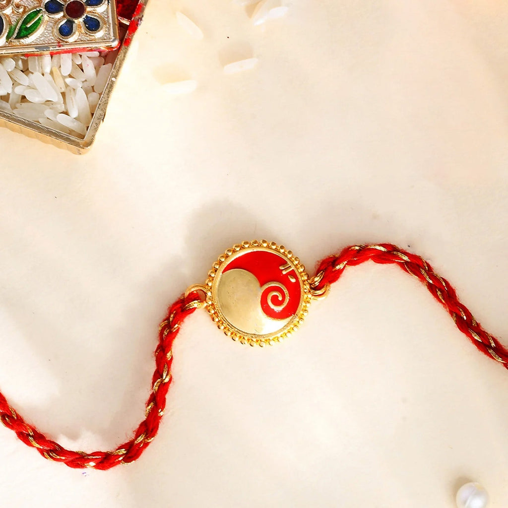 trueBrowns Gold Tone Sterling Silver Stylized Ganesha Rakhi | Grocsy