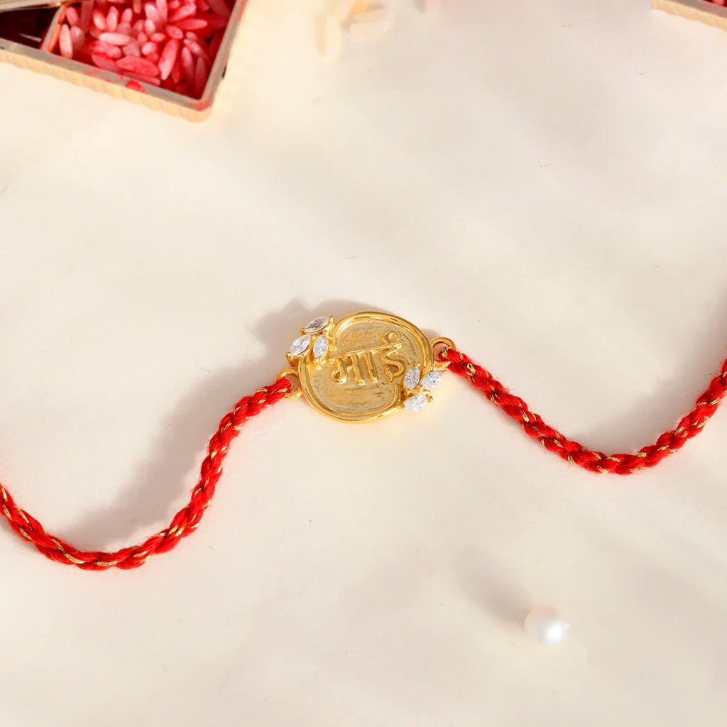 trueBrowns Sterling Silver Red "Bhai" Floral Rakhi | Grocsy