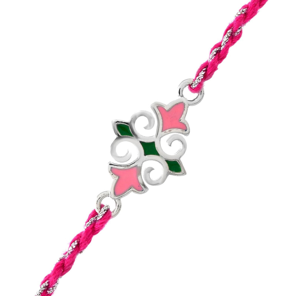 trueBrowns X Voylla Sterling Silver Multicolored Floral Rakhi | Grocsy