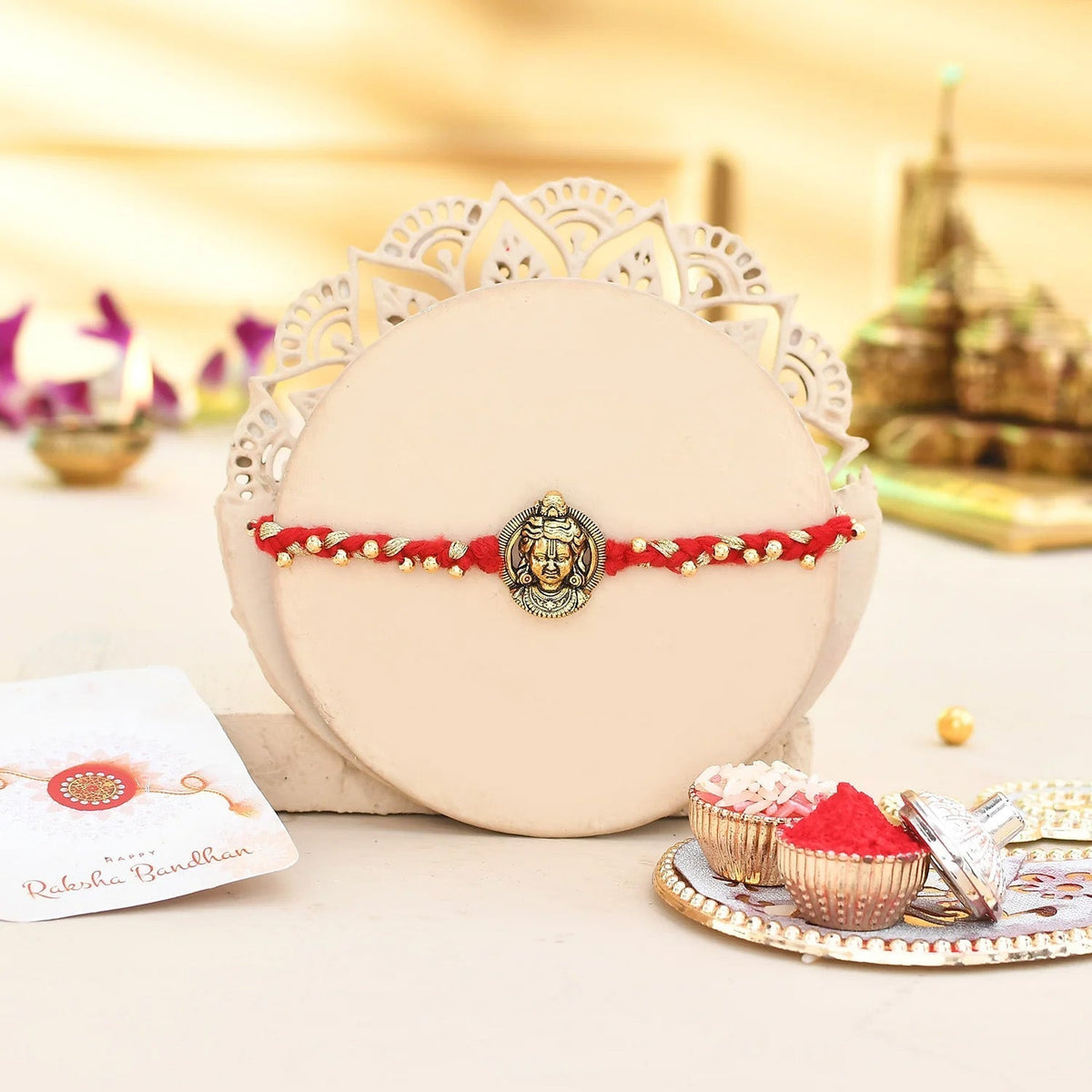 trueBrowns X Voylla Ram Lalla Gold Oxidised Rakhi For Brother | Grocsy