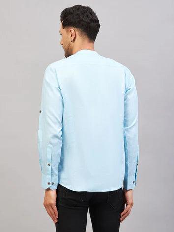 Fabmade Men Blue Solid Short Kurta | Grocsy