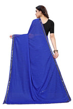 Vamika Blue Malai Silk Printed Saree (Zigzag Blue) | Grocsy