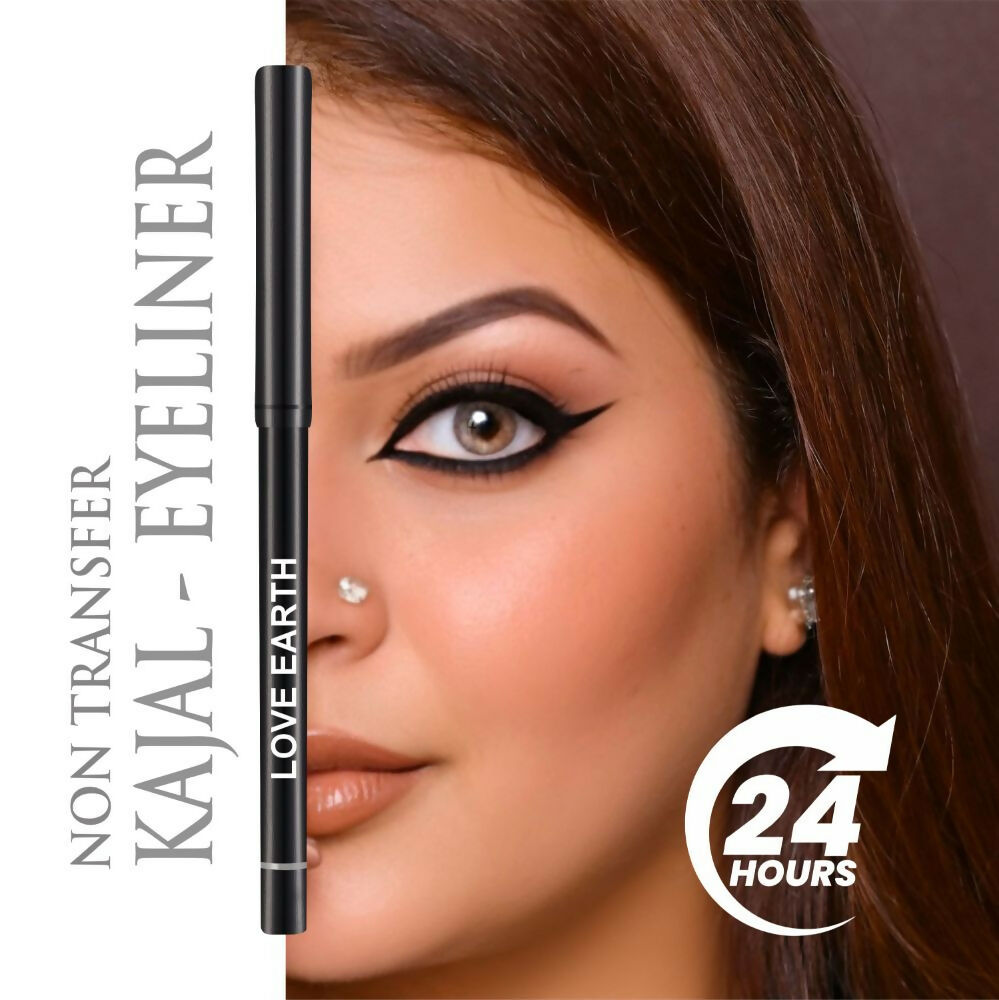 Love Earth Non Transfer Kajal - Eyeliner Black | Grocsy