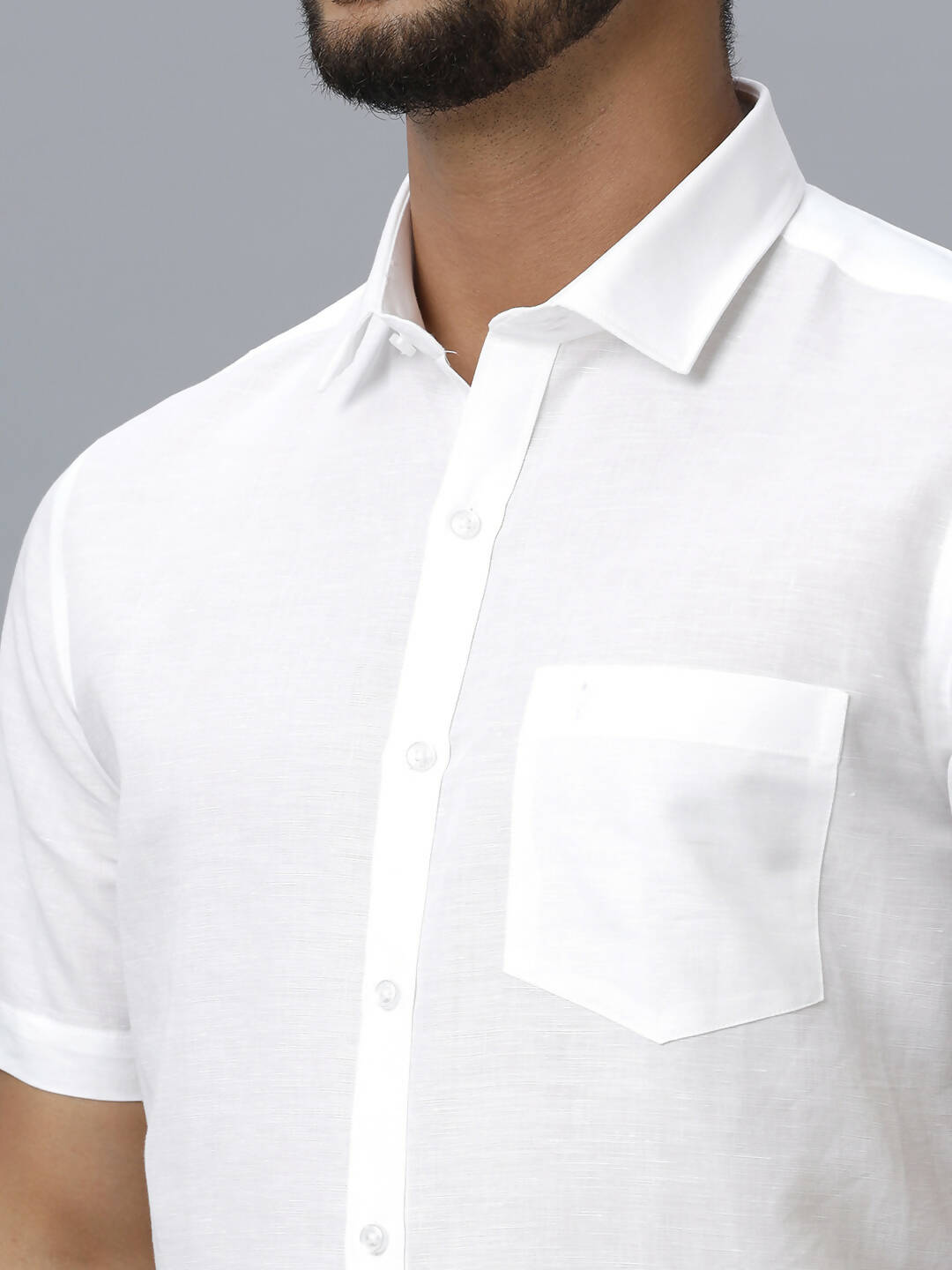 Ramraj Cotton Mens Half Sleeve Formal 100 % Cotton White Shirt | Grocsy