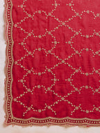 Dwija Fashion Red Party Wear Embroidered Jimmy Choo Saree With Unstitched Blouse | Grocsy
