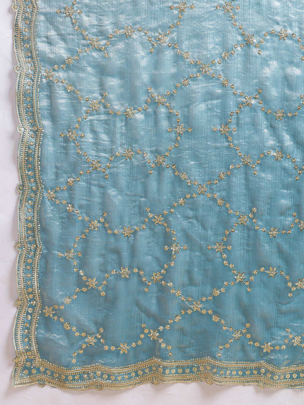 Dwija Fashion Sky Blue Party Wear Embroidered Jimmy Choo Saree With Unstitched Blouse | Grocsy