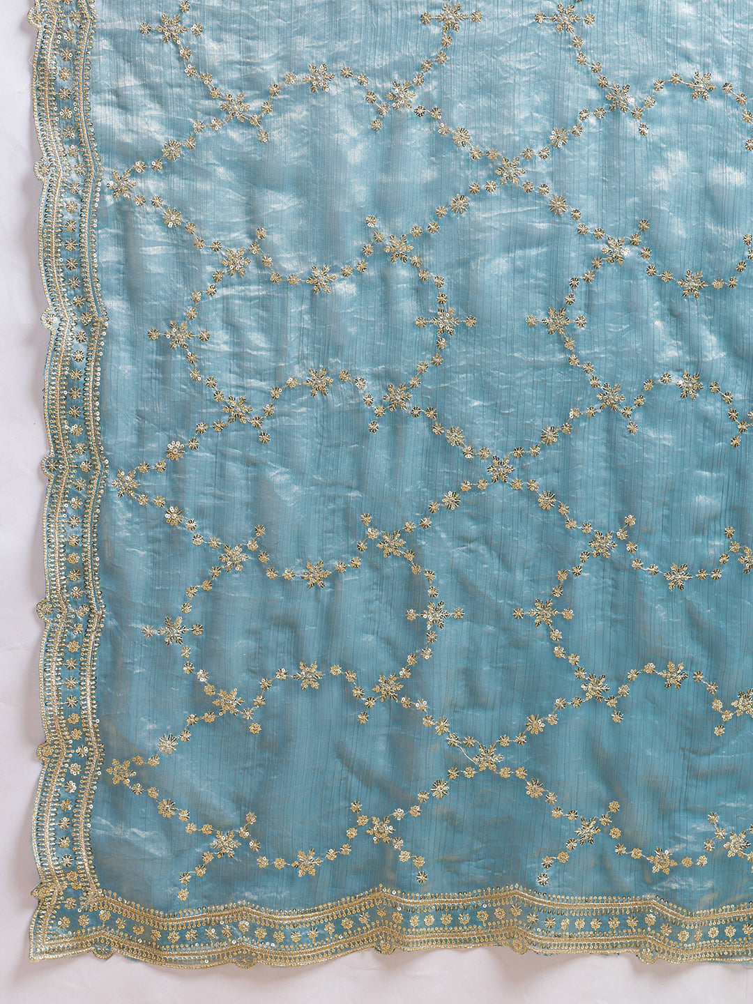 Dwija Fashion Sky Blue Party Wear Embroidered Jimmy Choo Saree With Unstitched Blouse | Grocsy
