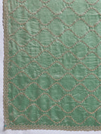 Dwija Fashion Turquoise Blue Party Wear Embroidered Jimmy Choo Fandy Saree With Unstitched Blouse | Grocsy