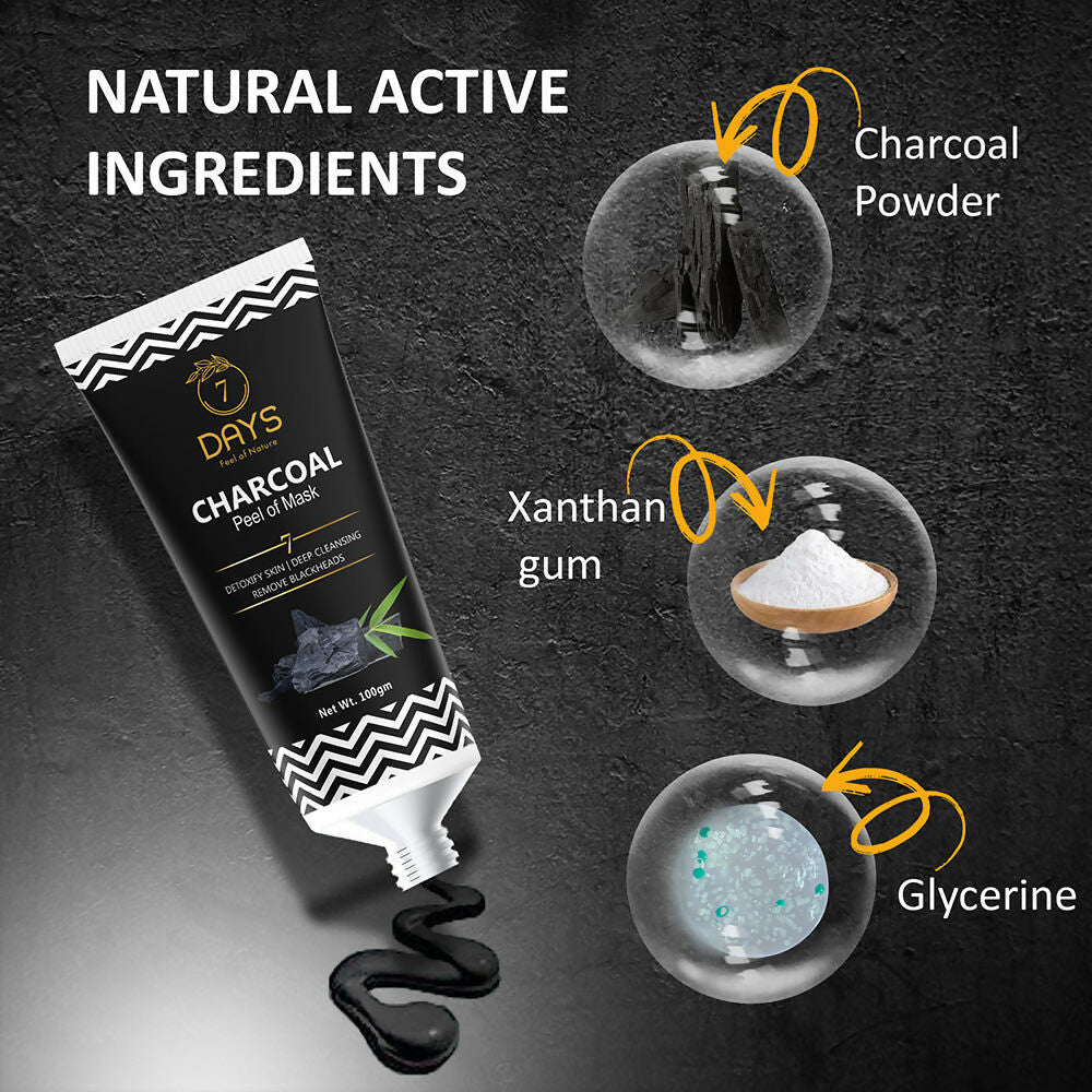7 Days Activated Charcoal Face Mask - Peel Off - No Parabens & Mineral Oils | Grocsy