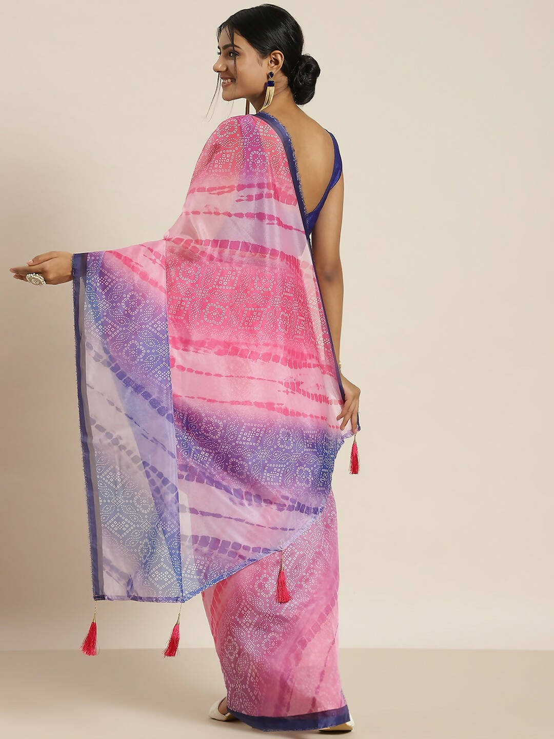 Purple Organza Printed Saree With Blouse Piece - Nivaa | Grocsy