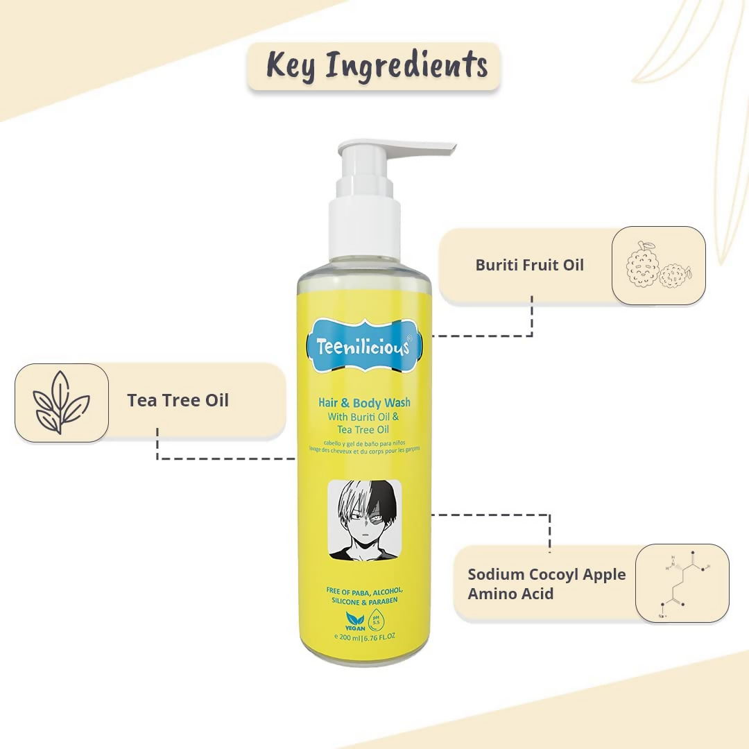 Teenilicious Hair & Body Wash With Buriti Oil & Tea Tree Oil | Grocsy