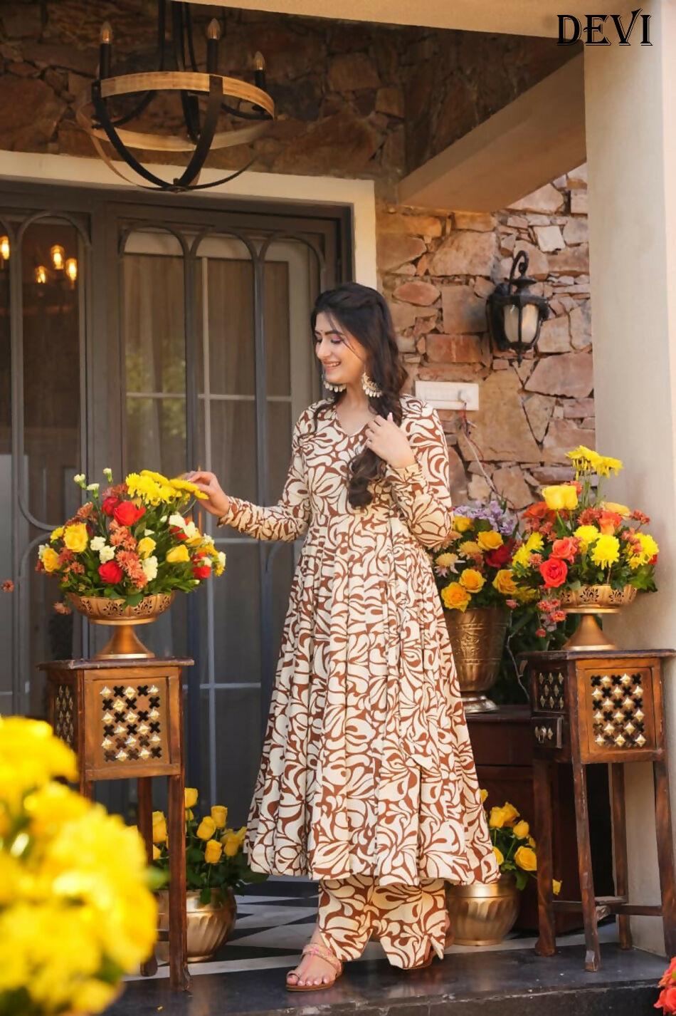 Aayaa Designer Printed Full Flared Suit | Grocsy