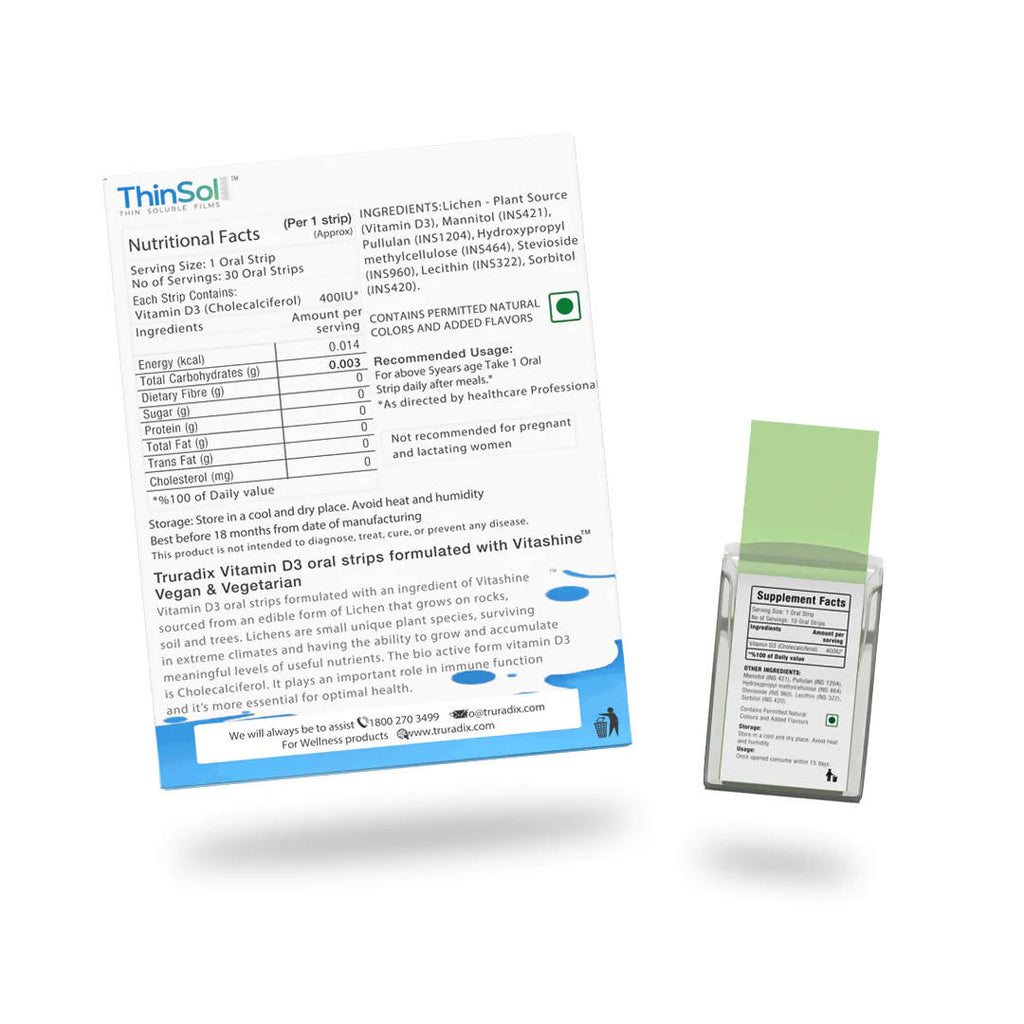 Truradix Vegan Vitamin D3 Oral Strips | Grocsy