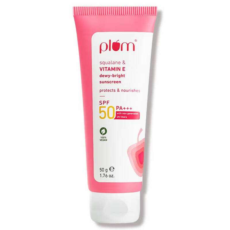 Plum Squalane & Vitamin E SPF 50 PA+++ Dewy-Bright Sunscreen | Grocsy
