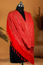 Weaving Mystery Handloom Pashmina Shawl-Kaani Zari - Red | Grocsy