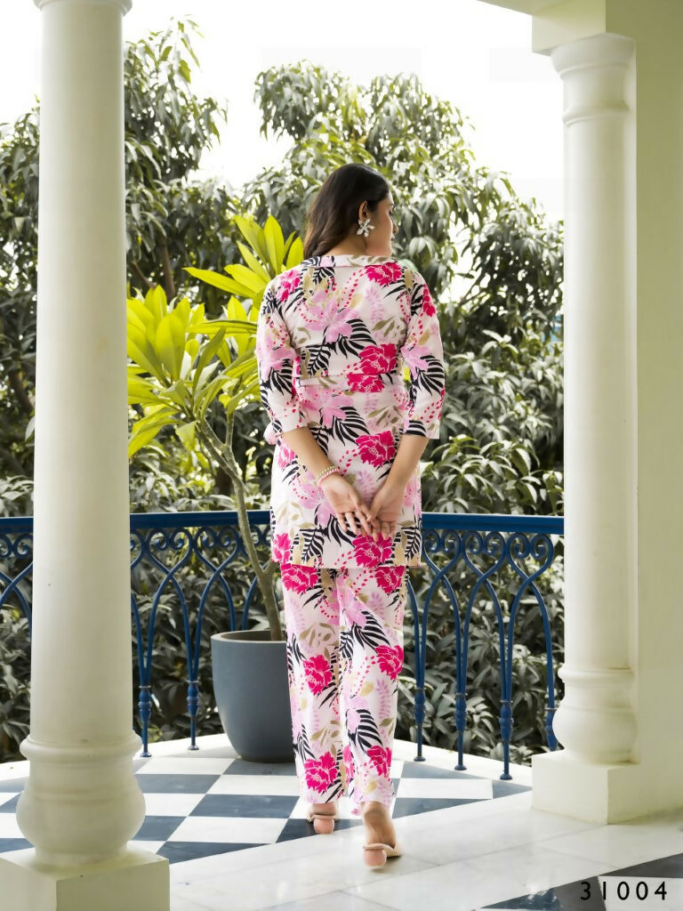 Casual Fashionable Multi Muslin Cotton co-ord set - Manya | Grocsy